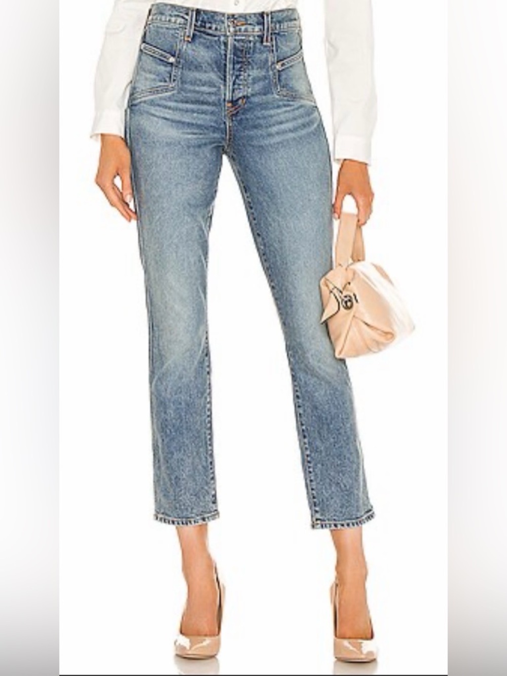 Veronica Beard Ryleigh High Rise Straight Jeans in Blue Mist 26